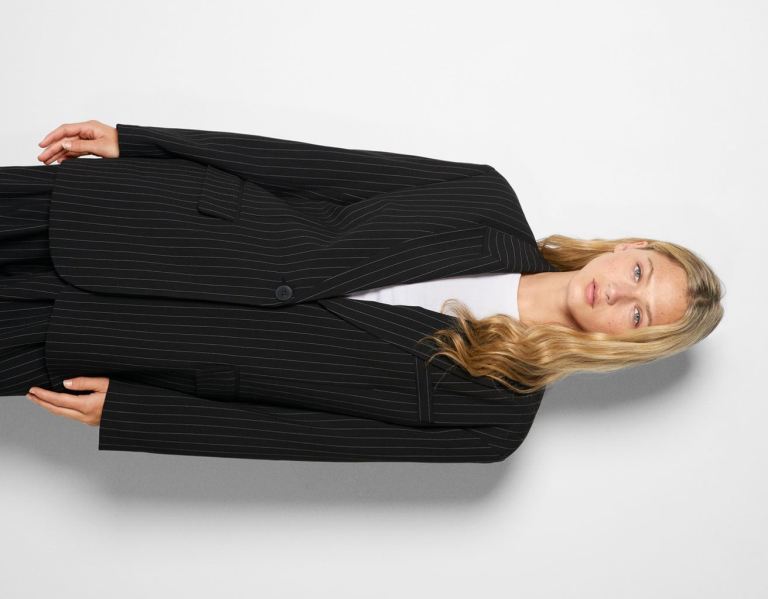 Bershka Pinstripe Blazer And Pants Set Pakken Dames Zwart | z5Qp6fVWRGH