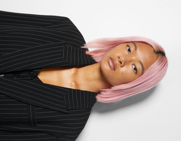 Bershka Pinstripe Print Blazer Bovenkleding Dames Zwart | r9enWmX9aTY