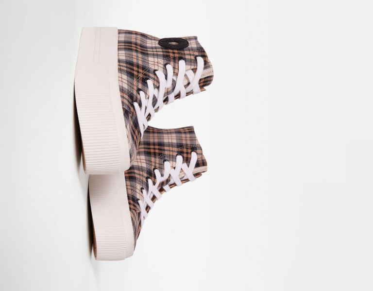 Bershka Plaid Platform High-top Sneakers Dames Gekleurd | 6D80lw4dtVH