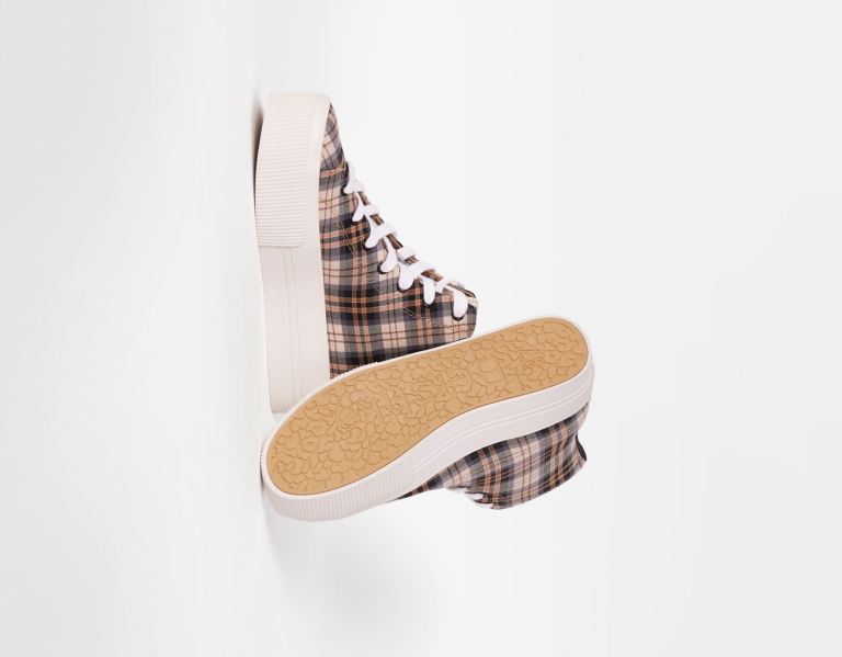 Bershka Plaid Platform High-top Sneakers Dames Gekleurd | 6D80lw4dtVH