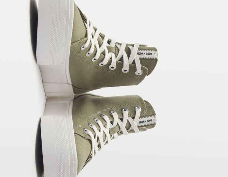 Bershka Platform High-top Sneakers Dames Khaki | 2MOjqIiBLgr