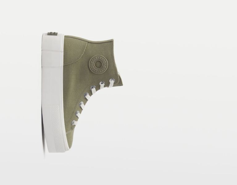 Bershka Platform High-top Sneakers Dames Khaki | 2MOjqIiBLgr