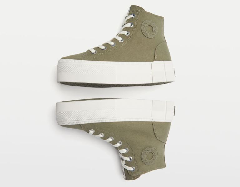 Bershka Platform High-top Sneakers Dames Khaki | 2MOjqIiBLgr