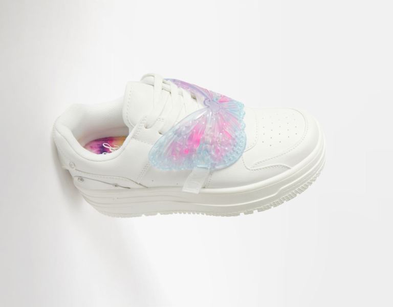 Bershka Platform With Butterfly Detail Sneakers Dames Wit | Wt47NUDX6AA