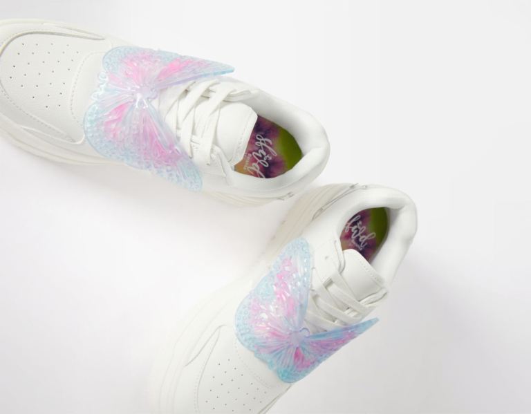 Bershka Platform With Butterfly Detail Sneakers Dames Wit | Wt47NUDX6AA