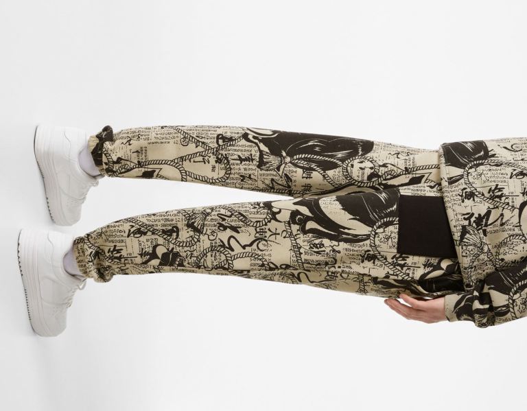 Bershka Plush Oversize Sweat With An Anime Print Broek Heren Grijs | X9dQ8Bx8kMW