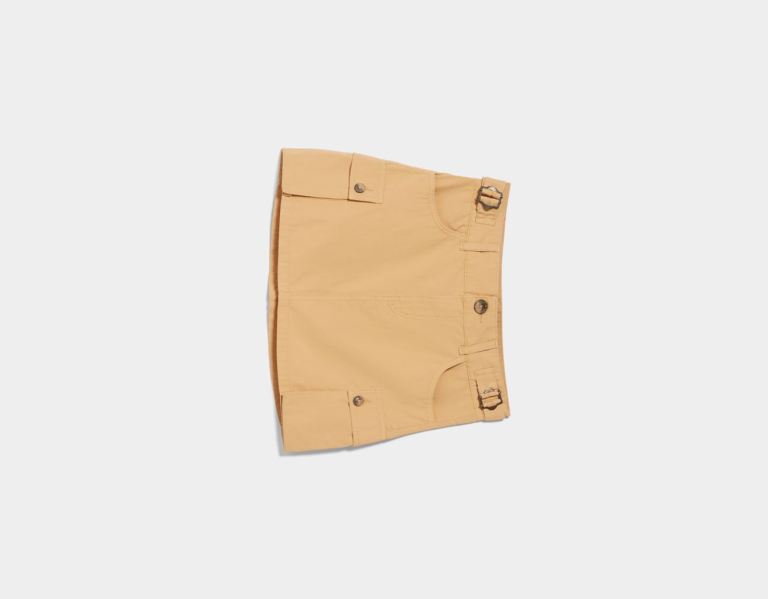 Bershka Poplin Mini Skirt Cargo Dames Beige | nMIRVosHaA7