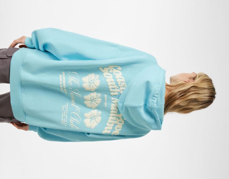 Bershka Printed Hoodie Dames Blauw | P83g5Hsgktj