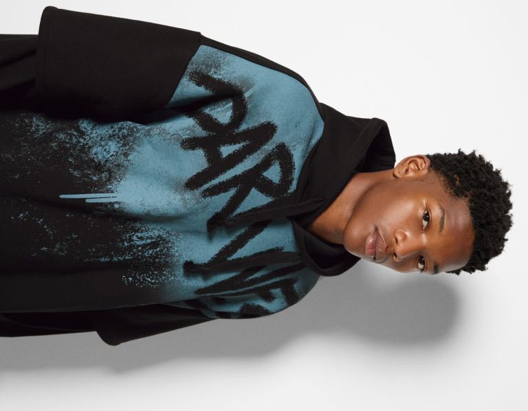 Bershka Printed Oversize Hoodie With Double Sleeves Trainingspak Heren Zwart | Wjn43QqCEBS