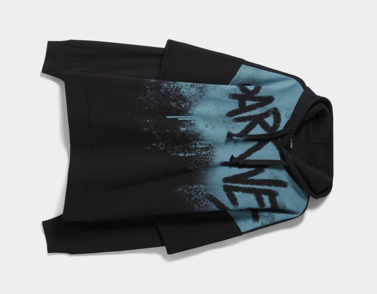 Bershka Printed Oversize Hoodie With Double Sleeves Trainingspak Heren Zwart | Wjn43QqCEBS