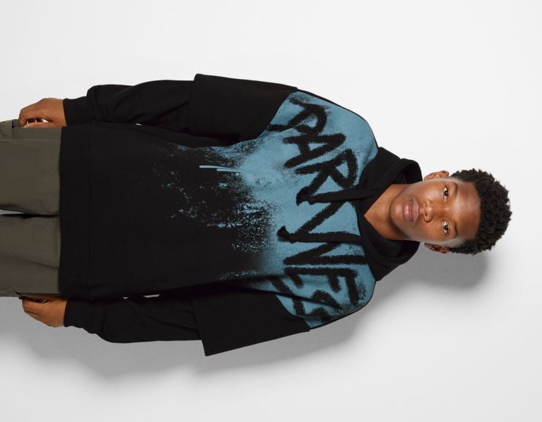 Bershka Printed Oversize Hoodie With Double Sleeves Trainingspak Heren Zwart | Wjn43QqCEBS