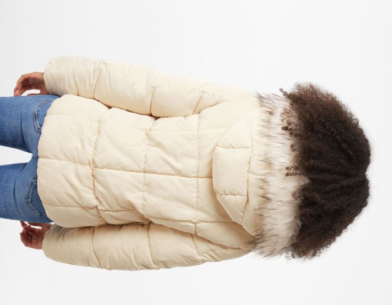 Bershka Puffer With Faux Fur Hood Jassen Dames Grijs | MrP1mt6pd7x