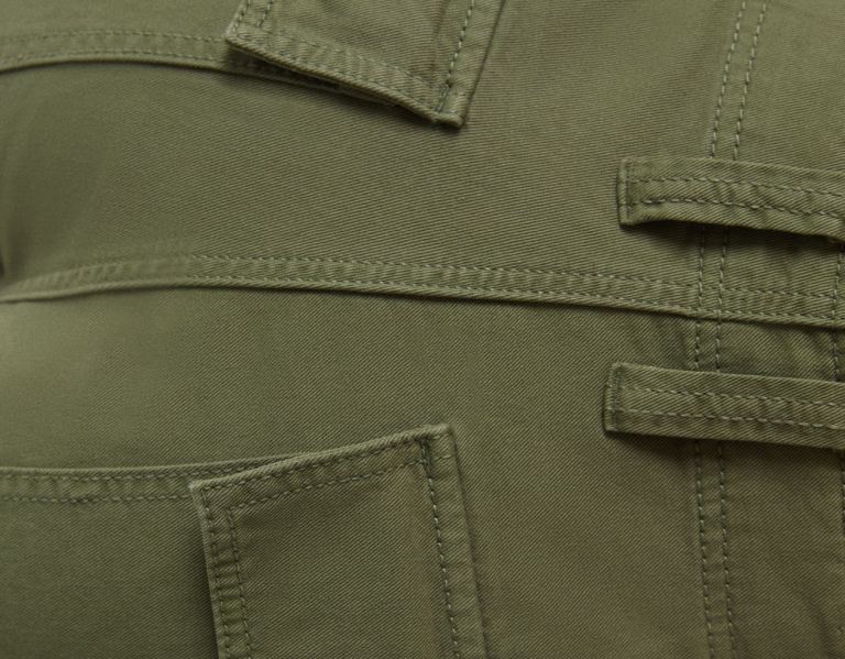 Bershka Rechtdoor Fit Cargo Broek Dames Khaki | mNBHgTmgfKW