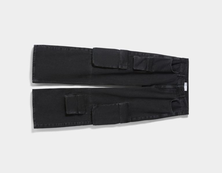 Bershka Rechtdoor Fit Multipocket Cargo Jeans Dames Zwart | WAftB0QRi4l