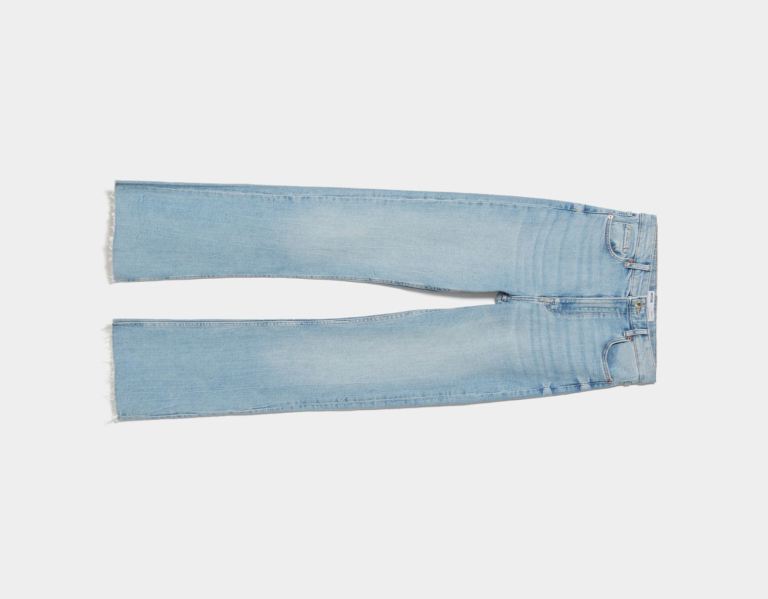 Bershka Rechtdoor Fit Relax Fit With Side Split Hems Jeans Dames Lichtblauw | 6pupmSwE6PR