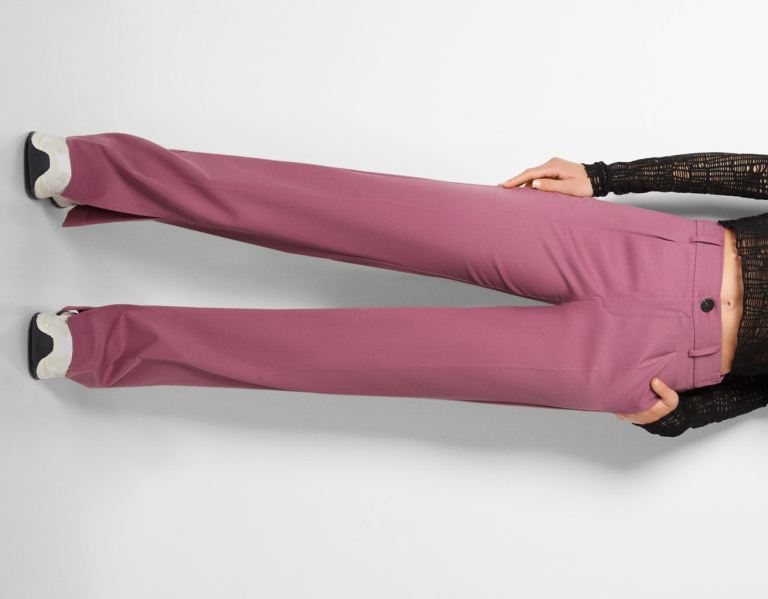 Bershka Rechtdoor Fit Split Hem Pants Pakken Dames Roze | e8htJ8Qflc6