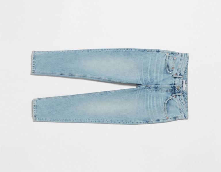 Bershka Rechtdoor Fit Vintage Jeans Heren Lichtblauw | F4XJPHyUMvI