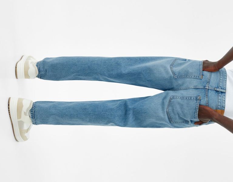 Bershka Rechtdoor Fit Vintage Jeans Heren Lichtblauw | c3yXFTwt9la