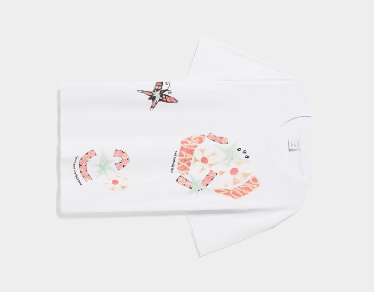 Bershka Regular Fit Kort Sleeve With An Art Print T-shirts Heren Wit | 0upkIe2nJTh