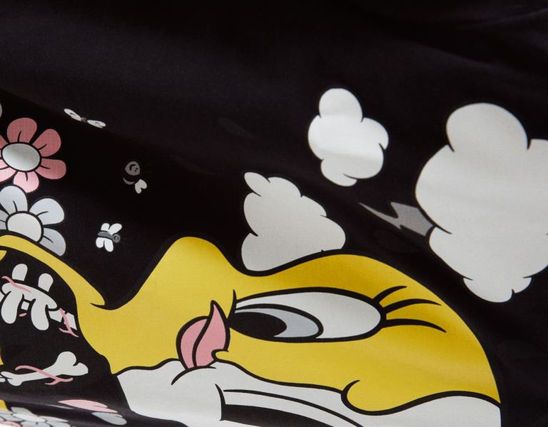 Bershka Regular Fit Kort Sleeve With Looney Tunes X Coté Escrivá Print T-shirts Heren Zwart | vPn1lHfjFvC