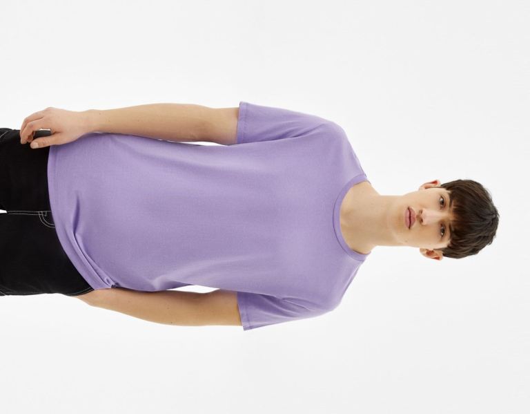 Bershka Regular-fit Kort Sleeve T-shirts Heren Paars | tQNKMd5uzsr