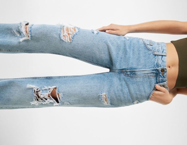 Bershka Ripped Brede-leg ’90s Jeans Dames Lichtblauw | 2gKrQKuN4yX