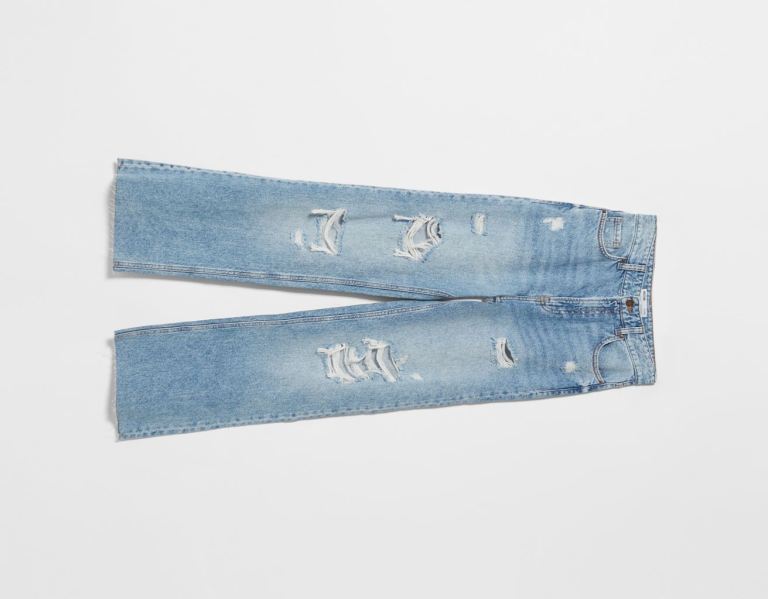 Bershka Ripped Brede-leg ’90s Jeans Dames Lichtblauw | 2gKrQKuN4yX