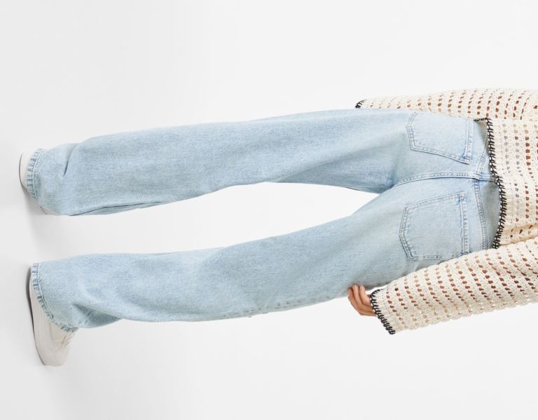 Bershka Ripped Brede-leg ’90s Jeans Dames Lichtblauw | GH1LkTZ9XHB