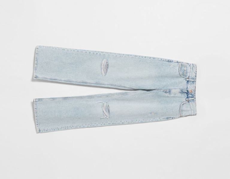 Bershka Ripped Brede-leg ’90s Jeans Dames Lichtblauw | GH1LkTZ9XHB