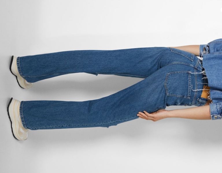 Bershka Ripped Brede-leg ’90s Jeans Dames Blauw | WFOtbC2Tep9