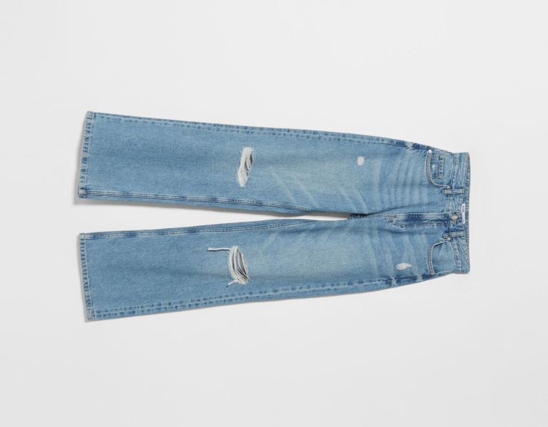 Bershka Ripped Brede-leg ’90s Jeans Dames Lichtblauw | hjpvnEOwQoK