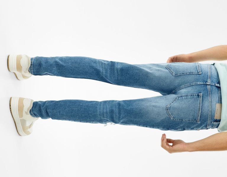 Bershka Ripped Carrot Fit Jeans Heren Lichtblauw | Znr3kRdl6cx