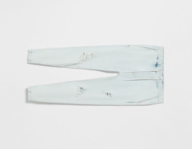 Bershka Ripped Jogger Jeans Heren Lichtblauw | 3wrapp76OSu