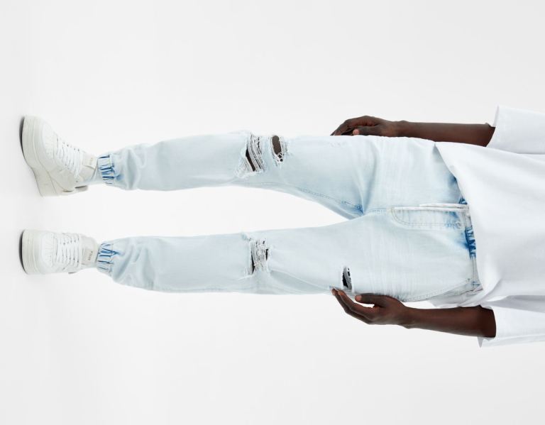 Bershka Ripped Jogger Jeans Heren Lichtblauw | oOCZULSLQ1Z