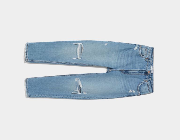 Bershka Ripped Mom Jeans Dames Blauw | jWNx0czdiyQ