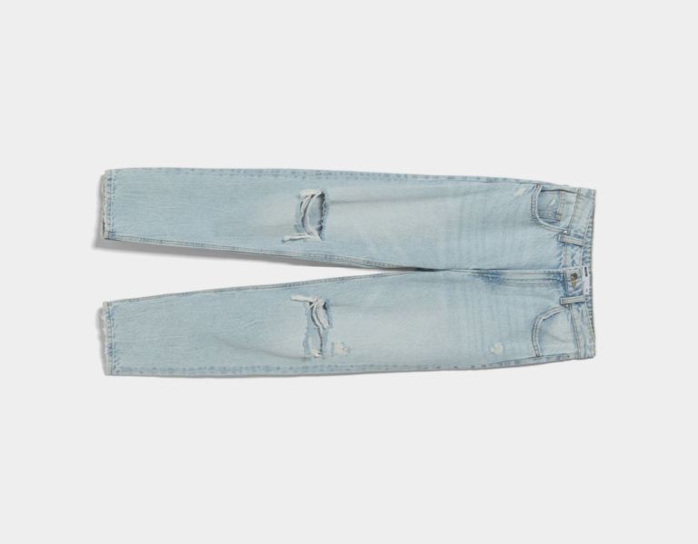 Bershka Ripped Mom Jeans Dames Lichtblauw | 0WnIO3bZWAj