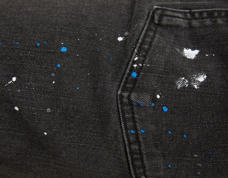 Bershka Ripped Paint Splatter Mager Jeans Heren Zwart | O7OSIXd6nUQ