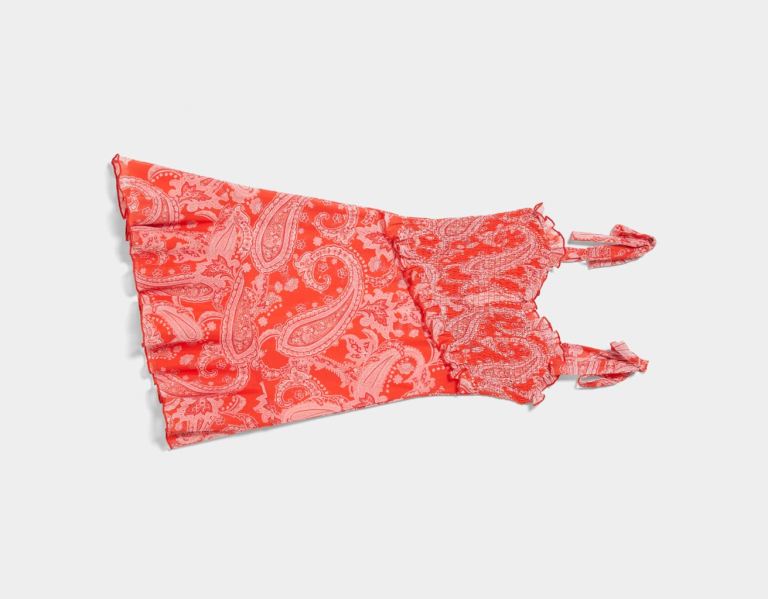 Bershka Ruffled Tulle Bandjes Mini Jurken Dames Rood | Kl0fAJNxqf6