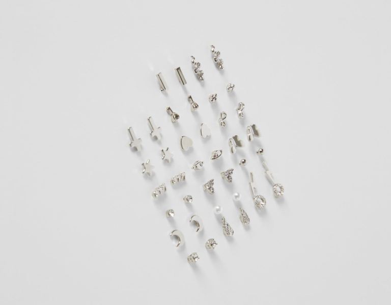 Bershka Set Of 20 Pairs Of Earrings: Cross, Butterfly Sieraden Dames Zilver | rfYYaNnF03E