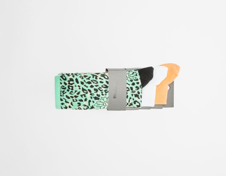 Bershka Set Of 3 Animal Print Sokken Heren Wit | tuoZgxeaHq2