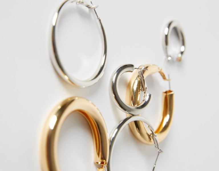 Bershka Set Of 3 Pairs Of Hoop Earrings Sieraden Dames Zilver | FUSzRCt1a5n