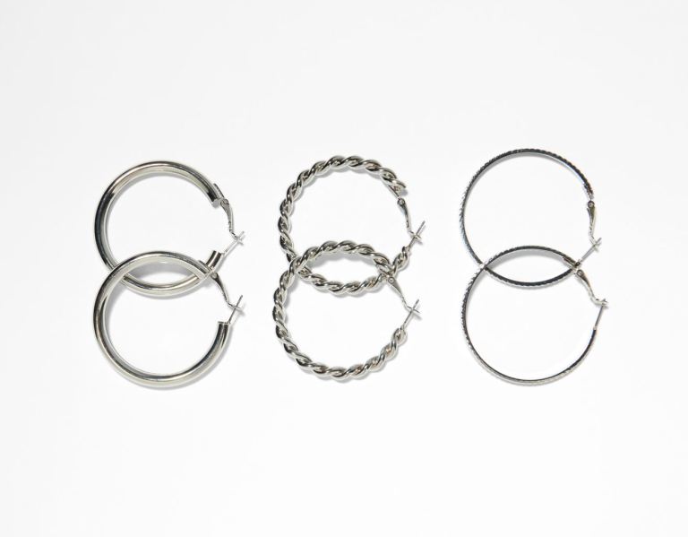 Bershka Set Of 3 Pairs Of Hoop Earrings Sieraden Dames Zilver | ofH6rCiWXnP