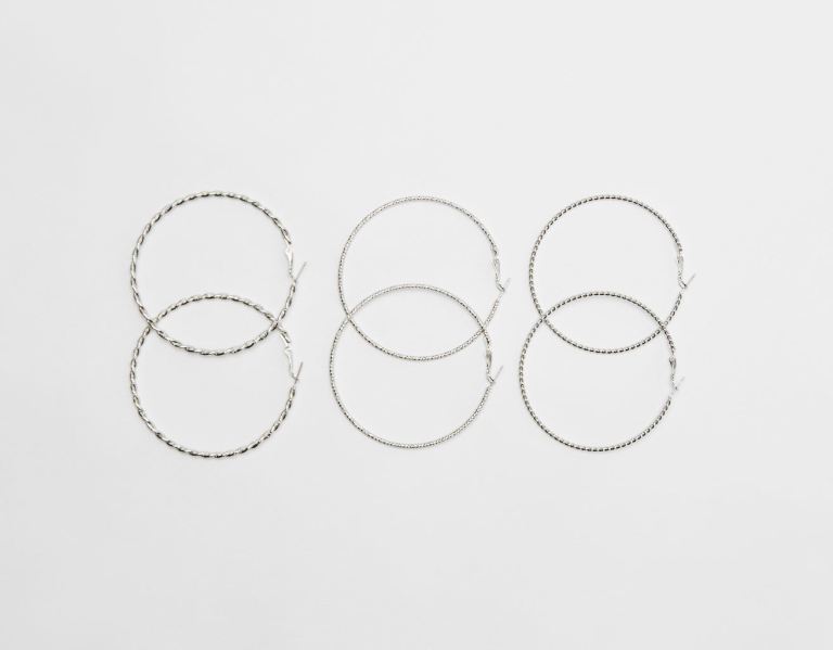 Bershka Set Of 3 Pairs Of Thin Hoop Earrings Sieraden Dames Zilver | k1MeDwFr61R