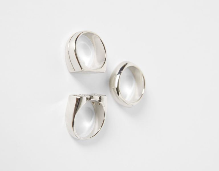 Bershka Set Of 3 Rings Sieraden Heren Zilver | bSShgFWELXV