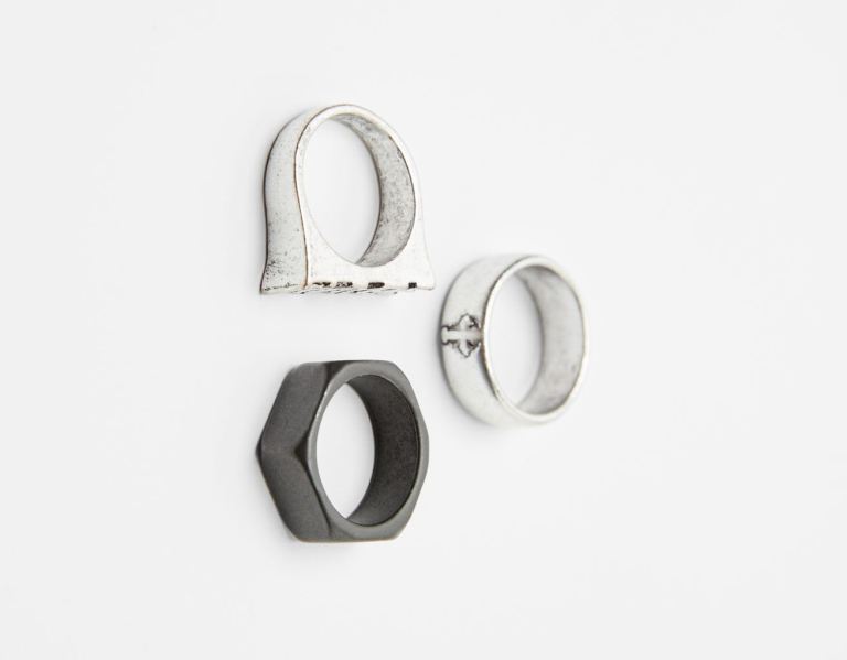 Bershka Set Of 3 Rings Sieraden Heren Zilver | qdFpDfVWkvR