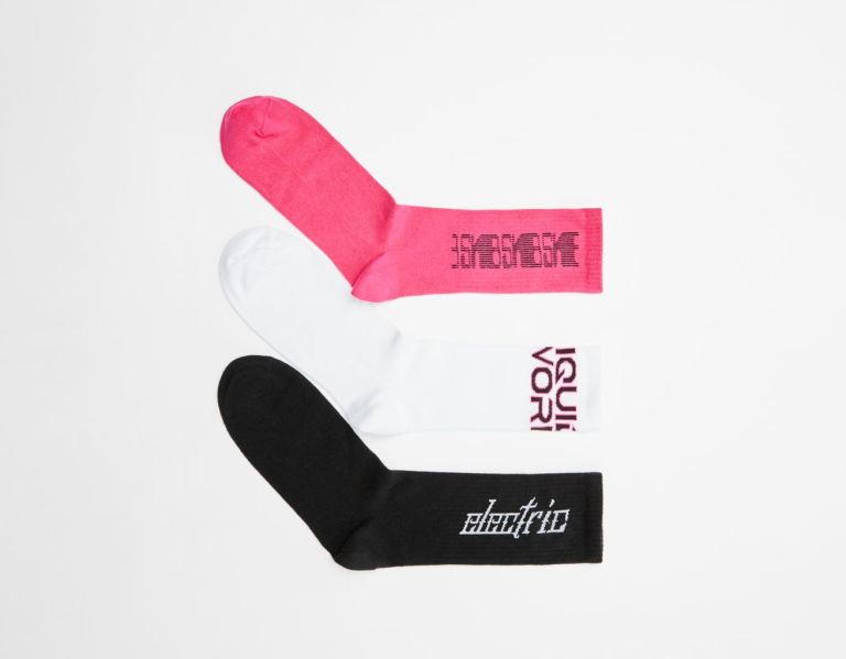 Bershka Set Of 3 Slogan Sokken Heren Fuchsie | SJt3GG4JGMH