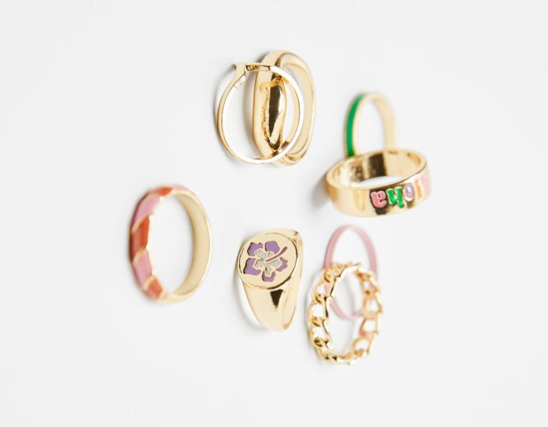 Bershka Set Of 8 Colored Enamel Rings Sieraden Dames Goud | G0ZUrq1CE4m