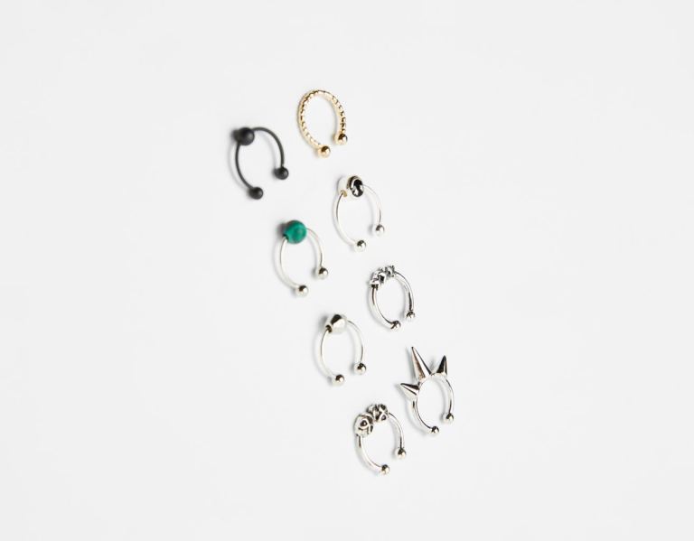 Bershka Set Of 8 Pairs Of Septum Rings Sieraden Heren Zilver | CIov0OyY4lg