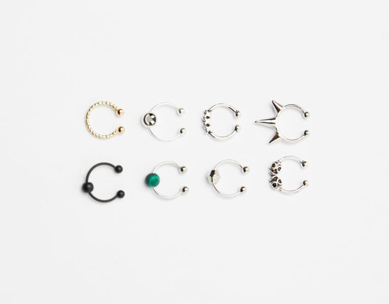 Bershka Set Of 8 Pairs Of Septum Rings Sieraden Heren Zilver | CIov0OyY4lg