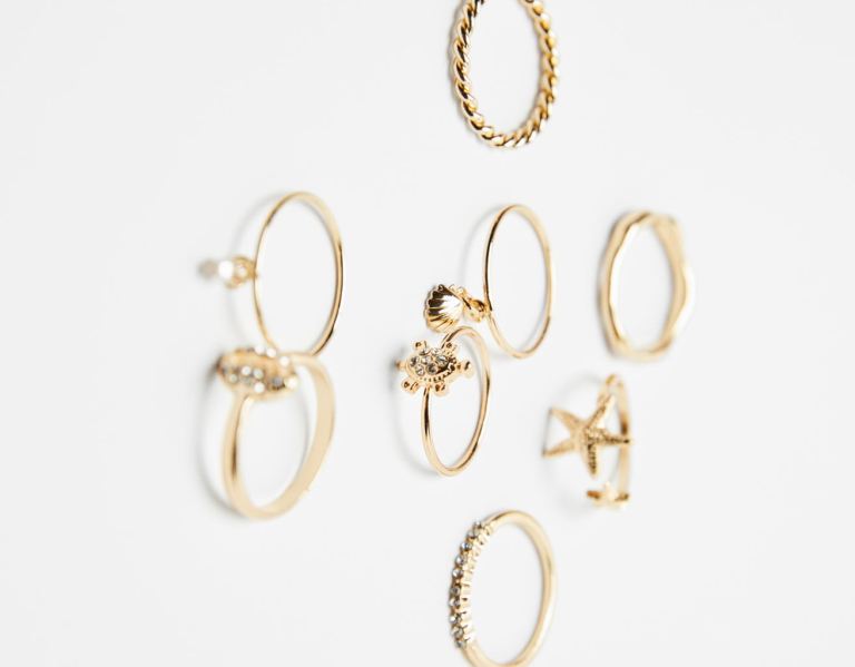 Bershka Set Of 8 Star Rings Sieraden Dames Goud | bDs4rMFfjvn